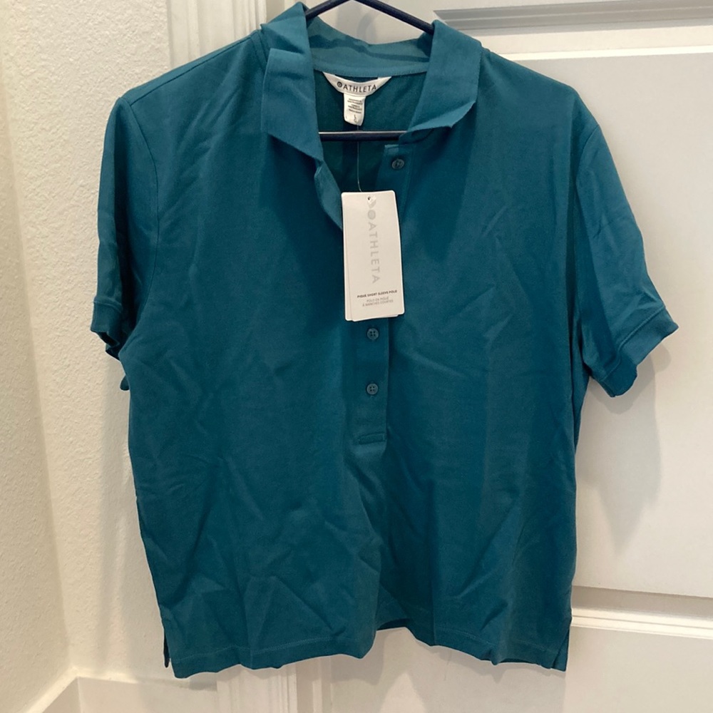 NWT! Athleta teal polo shirt